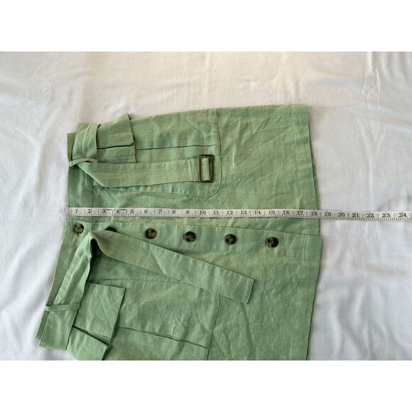 Nicole Miller Sage Green Mini Skirt, Belt, Buttons, Pockets, Preppy, Size L - Picture 7 of 7